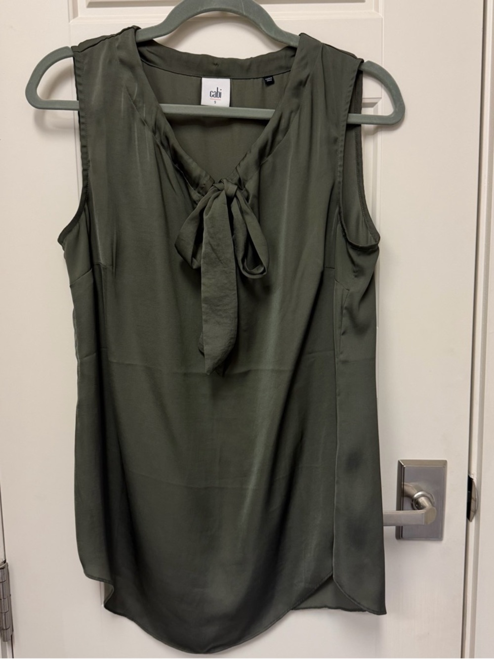 CAbi Olive Green Tie-Neck Sleeveless Camisole